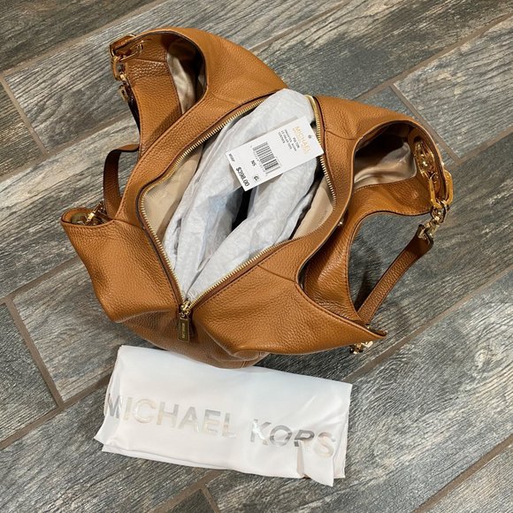 New Michael Kors Brown Large Shoulder Logo Tote - Picture 4 of 8